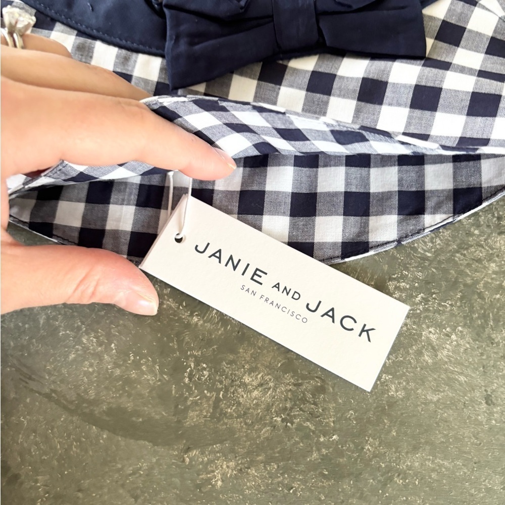 Janie and Jack navy blue and white plaid bucket hat size 12-24 months new - Picture 3 of 5